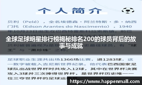 全球足球明星排行榜揭秘排名200的球员背后的故事与成就